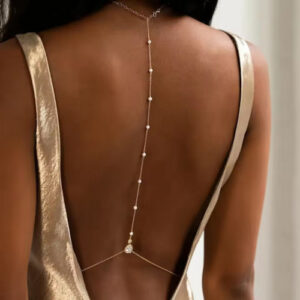 "Fashion Bridal Back Chain Jewelry | Pearl Underwear for Wedding Women | Water Drop Crystal Body Jewelry for Dresses"