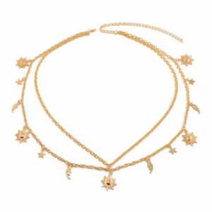"Personality Double-Deck Retro Style Sun, Moon & Stars Tassels Alloy Waist Chain | Bohemian Body Chain Jewelry for Women"