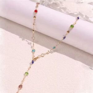 Bohemian Colorful Long Y-Shaped Necklace – Metal Collarbone Chain in Gold & Silver for Summer Holiday Party Jewelry