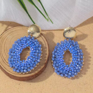 Bohemian Vintage Oval Crystal Beaded Drop Earrings for Women | Handmade Multicolor Big Statement Earrings | Summer Party Jewelry Gift