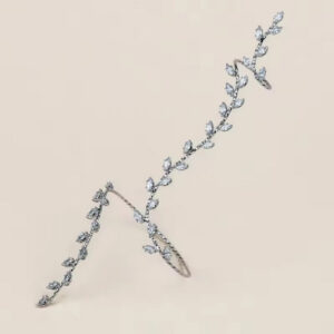 Boho Adjustable Leaf Cubic Zircon Hand Palm Bracelet – Handmade Bridal Wedding Bangle Jewelry for Women