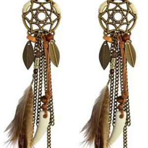Boho Tribal Dream Catcher Feather Tassel Earrings for Women | Ethnic Vintage Leaf Dangle Jewelry for Vacation & Festivals