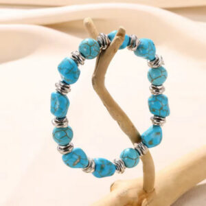 Bohemian Natural Turquoise Stone Bead Bracelet – Handmade Irregular Healing Jewelry for Men & Women