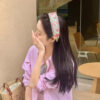 1 Pcs Pink Boho Floral Headband | Embroidery Wide Hair Band | Bohemia Vintage Ethnic Style for Women & Girls - Image 2