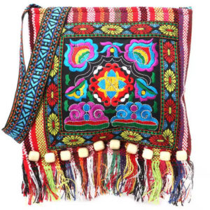 Retro Embroidery Boho Tote Messenger Bag for Women | Ethnic Tassel Fringed Shoulder Bag | Casual Hippie Handbags