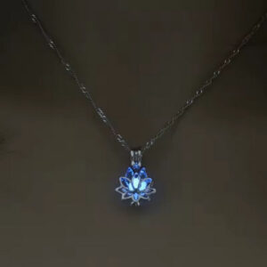 Luminous Glowing Moon Lotus Flower Pendant Necklace for Women | Yoga, Prayer, Buddhism Jewelry