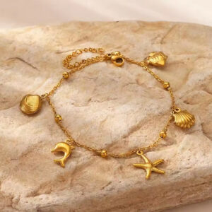 "Cute Ocean Animal Anklets for Women | Stainless Steel Gold Color Leg Chain Ankle Bracelet | Summer Beach Foot Jewelry Accessories"