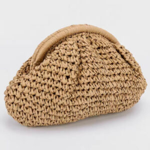 Women Straw Woven Bag | Chain Strap Straw Clutch Purse | Large Capacity Stylish Crossbody Bag | Solid Color for Summer Beach