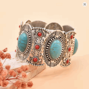 Boho Tribal Turquoise Bangle Bracelet – Festival & Travel Jewelry