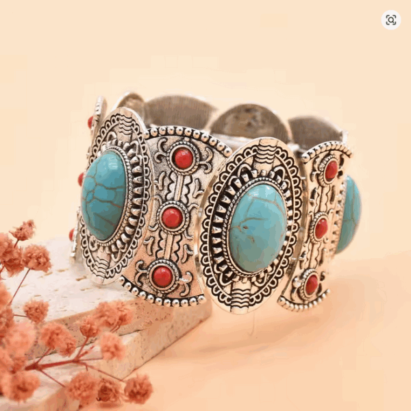 Boho Tribal Turquoise Bangle Bracelet – Festival & Travel Jewelry