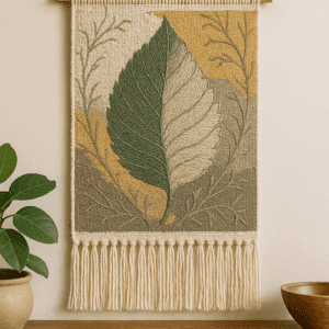 Whisperleaf Wall Tapestry hanging against a neutral background