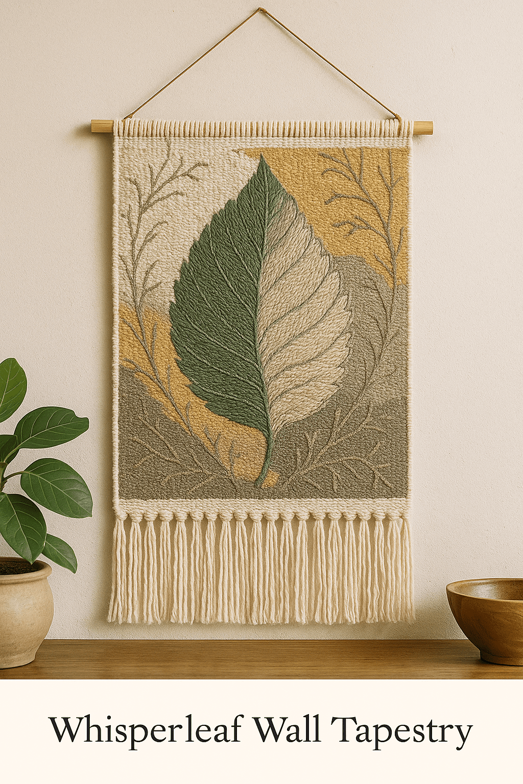 Whisperleaf Wall Tapestry hanging against a neutral background